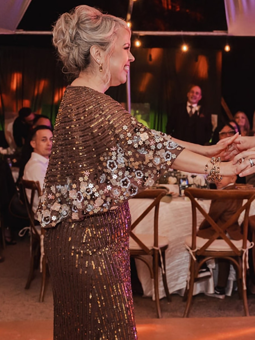 Mac Duggal Size 8 Brown Embellished Floral Gown - Picture 3 of 4